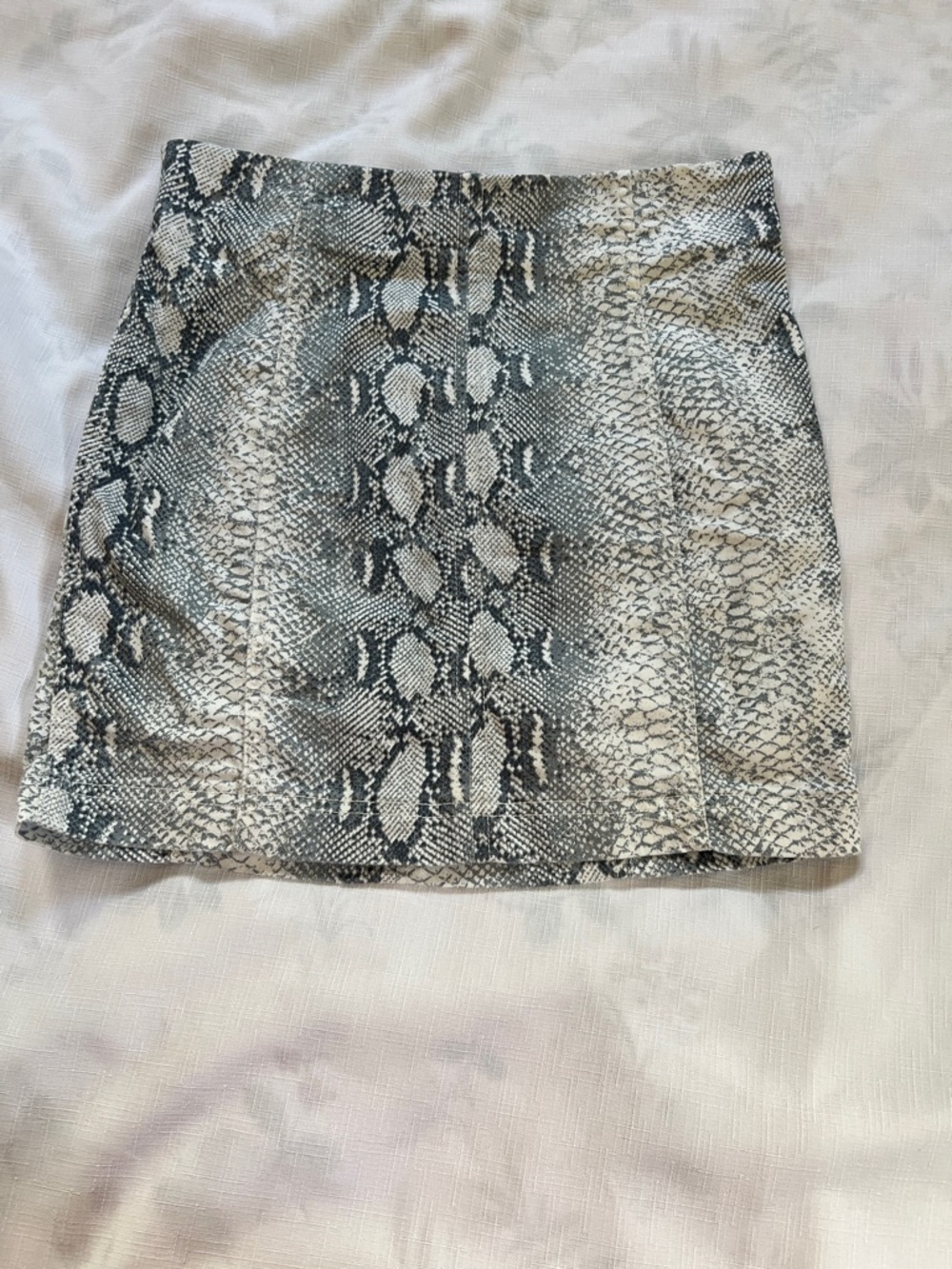 Free People Black & White Snake-Print Mini Skirt